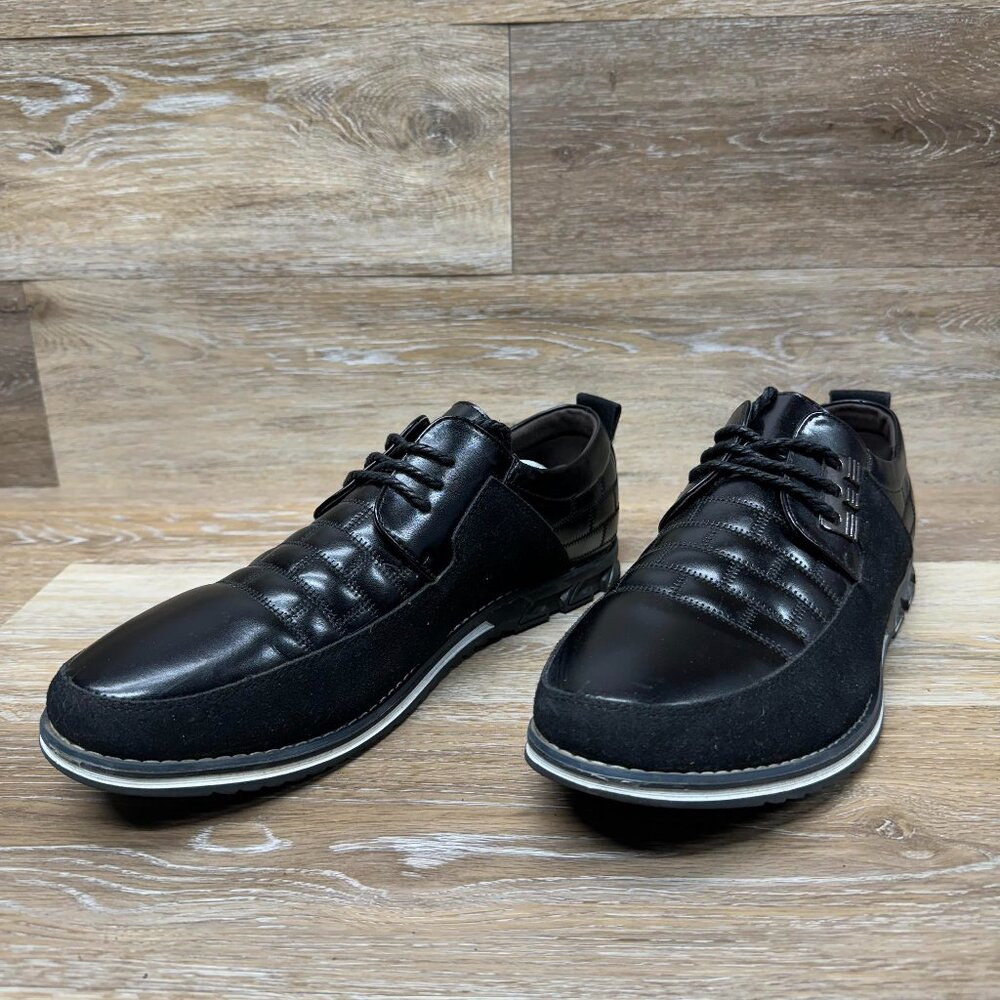 Gatsby Black Leather Derby Orthopedic Lace Up Shoe Men's Size EU 50